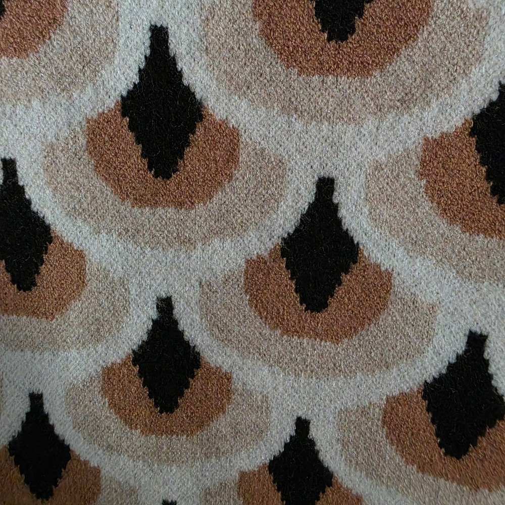 Christian Siriano New York Beige Scallop Print Short Sleeve Sweater Top - Picture 5 of 5